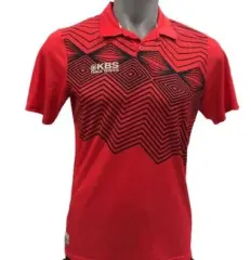 KBS Erkek Polo Yaka Kırmızı Üzeri Siyah Tişört